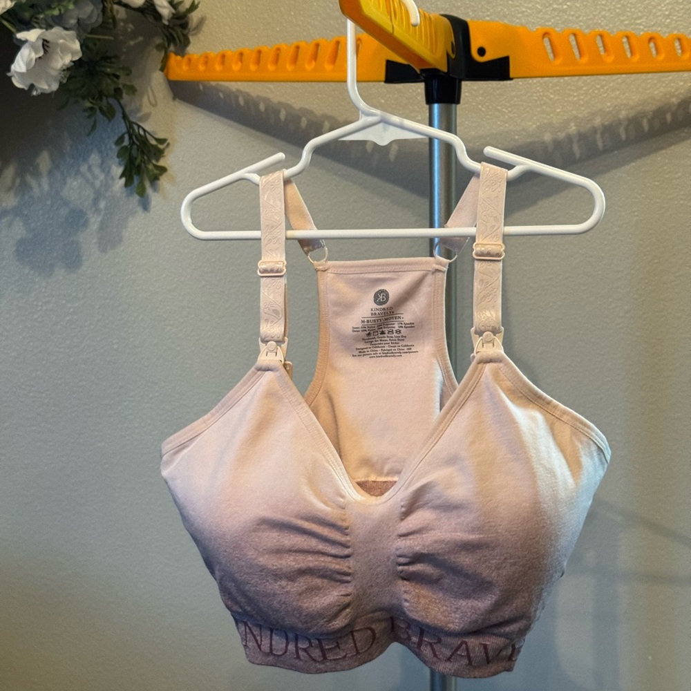 Kindred Bravely Soft Pink and Purple Nursing and Pumping Bra Size M
